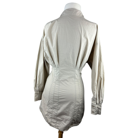 L'Academie x Revolve The Ismene Mini Dress Button Shirt Dress Khaki Tan Size XS - Picture 7 of 16